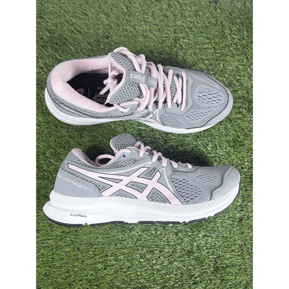 ASICS GEL Contend 7 Womens 9.5 Grey Soft Pink AmpliFoam Athletic Sneakers
